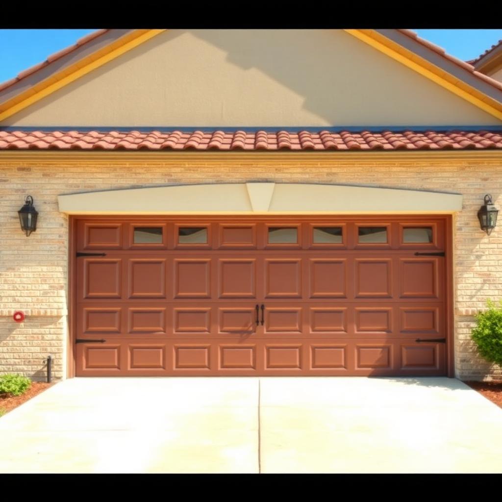 Garage door in hot summer weather in Texas