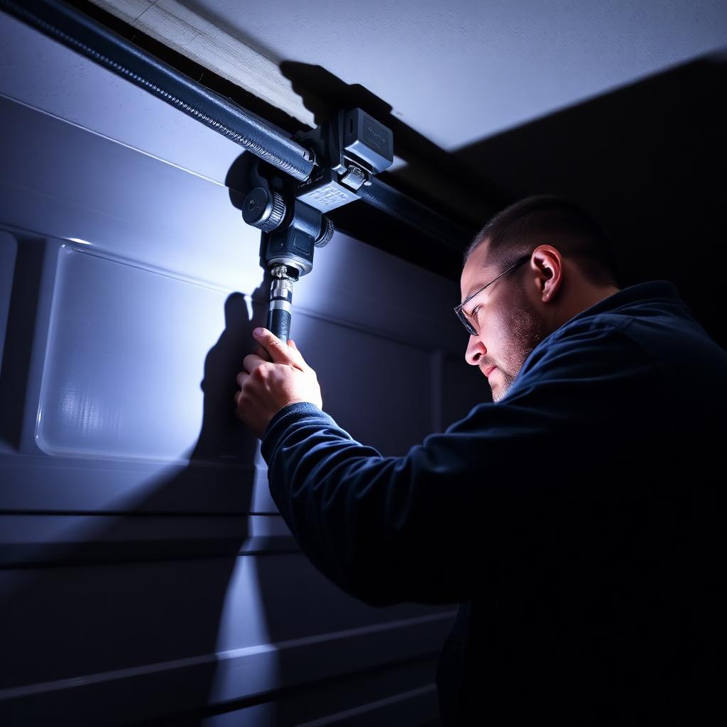 Emergency garage door repair service at night